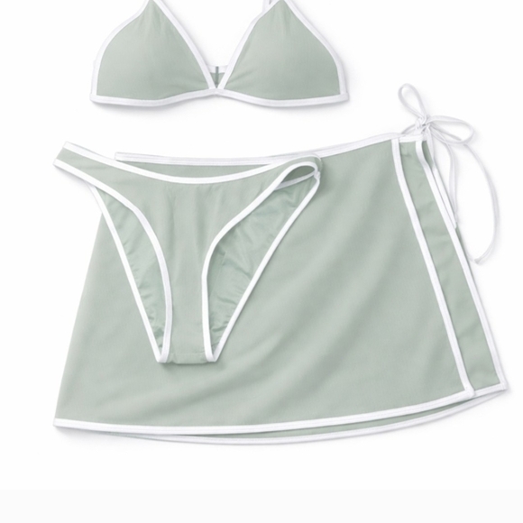 Mint Green Bikini Set with Skirt - Picture 2 of 5